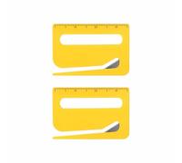 Lot de 2 ouvre-lettres, coupe-enveloppes portables 3 en 1 avec loupe et règle, mini coupe-papier en plastique pour bureau, maison, école (jaune)