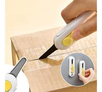 Lot de 2 ouvre-lettres magnétiques avec mousquetons et cordons - Lames en acier inoxydable avec revêtement fer-fluor, coupe-boîte, verrouillage de sécurité à deux étages