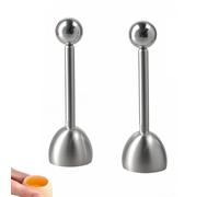 Lot de 2 ouvre-œufs en acier inoxydable avec boule - Coupe-œufs de qualité supérieure pour œufs durs et mous - Casse-œufs en acier inoxydable avec technologie de points de rupture prédéfini, gain de