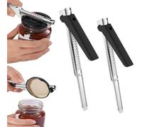 Lot de 2 ouvres-bocal, sans effort, contre l'arthrite, les personnes âgées, à poignée réglable, pour ouverture facile des couvercles, en acier inoxydable, noirs