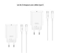 Lot de 2 Packs Chargeur 20W USB-C + Câble USB-C 2 m - iPhone 17/16/15