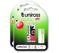Lot de 2 Packs de 2 Piles Rechargeable AAA/HR03 600 NIMH HYBRIO, 1.2V