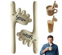 Lot de 2 pailles d'orteil réutilisables en céramique de 17 cm, la façon la plus étrange de siroter votre boisson, cadeau humoristique foncé pour les amateurs de farce, pour les fêtes, les cadeaux et