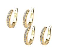 Lot de 2 Paires Clips d'oreilles Exquis pour Femmes, Pas Besoin de Percer des Boucles D'oreilles en Forme De C, Boucles D'oreilles Sans Trou à Clip pour Cartilage avec Strass Scintillants