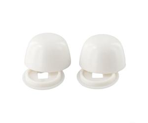 Lot de 2 paires de bouchons de boulon de toilettes ronds, capuchons de boulon à poussoir, bouchon de sol pour vis de cuvette de toilette, cache-vis blanc