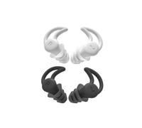 Lot de 2 paires de bouchons d'oreille en silicone réutilisables en spirale pour dormir - Réduction du bruit de 37 dB (noir et blanc)