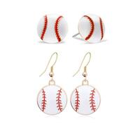 Lot de 2 paires de boucles d'oreilles à tige de baseball pour femme, boucles d'oreilles pendantes pour les fans de baseball, bijoux de baseball pour les amateurs de baseball, bijoux de fête, Zinc, Pas