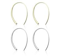 Lot de 2 paires de boucles d'oreilles créoles pour femme en argent hypoallergénique Bijoux de piercing tendance pour femmes et filles, Argent