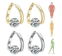 Lot de 2 paires de boucles d'oreilles de drainage lymphatique en germanium pour femme et fille（argenté + doré)