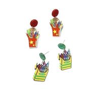 Lot de 2 paires de boucles d'oreilles en acrylique pour femmes et filles, boîte à crayons, porte-stylo, boucles d'oreilles en acrylique, cadeau créatif unique, ensemble de bijoux pour décoration de