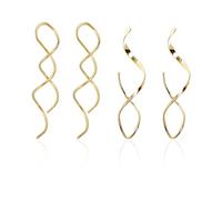 Lot de 2 paires de boucles d'oreilles longues pour femme - Boucles d'oreilles en spirale - Boucles d'oreilles ondulées - Convient pour les anniversaires, Noël, les fêtes, le port quotidien (doré),
