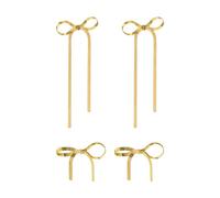 Lot de 2 paires de boucles d'oreilles papillon à pompons - Bijoux tendance pour femme - Boucles d'oreilles nœud doré - Accessoires de bijoux - Bijoux à pompons - Boucles d'oreilles cadeaux pour femme,