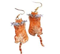 Lot de 2 paires de boucles d'oreilles pendantes mignonnes en acrylique pour chaton et chat