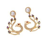 Lot de 2 paires de boucles d'oreilles pendantes Phoenix porte-bonheur - Rose vif et blanc - Bijoux plastiques, cadeau d'anniversaire symbolique pour femme