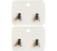 Lot de 2 paires de boucles d'oreilles réalistes en forme de mouche domestique, noires, amusantes pour homme et femme, bijoux de farces pour Halloween et idées de cadeaux, Einheitsgrösse, Résine, Pas