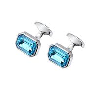 Lot de 2 paires de boutons de manchette et clous de manchette en verre vert pour homme, mariage, bleu ciel, carrés, boutons de manchette Relojes Gemelos Coffret cadeau non inclus