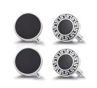 Lot de 2 paires de boutons de manchette pour homme, en acier inoxydable, boutons de manchette classiques pour mariage, soirée dansante, affaires, Allgemein, Acier inoxydable, no