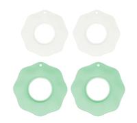 Lot de 2 paires de bracelets imperméables en silicone à motif floral - Brassards réglables pour laver le visage, baigner les animaux de compagnie et soins de la peau, blanc crème et vert menthe, boîte