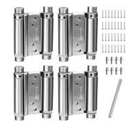 Lot de 2 paires de charnières de porte battantes en acier inoxydable de 7,6 cm, charnières à ressort à double action, charnières de porte robustes à fermeture automatique avec vis à goupilles pour