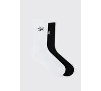 Lot de 2 paires de chaussettes à broderie étoile homme - multicolore - ONE SIZE, multicolore