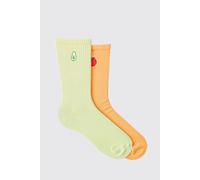 Lot de 2 paires de chaussettes à broderie food homme - multicolore - ONE SIZE, multicolore