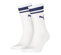 Lot De 2 Paires De Chaussettes Basses Unisexes Avec Rayure Traditionnelle Puma, Vêtements, Blanc/Bleu, 43-46