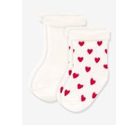 Lot de 2 paires de chaussettes bébé en tricot blanc imprimé 19/22