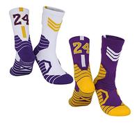 Lot de 2 paires de chaussettes de basket-ball pour homme et garçon, numéro chanceux de l'équipe de basket-ball, chaussettes de sport étoiles pour adultes et enfants, #24-kb, 1.5-5.5