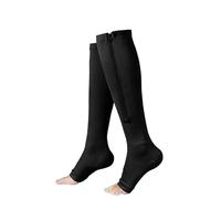 Lot de 2 paires de chaussettes de compression avec fermeture éclair pour protéger la peau, Noir , XL