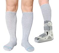 Lot de 2 paires de chaussettes de rechange pour bottes orthopédiques, chaussettes tubulaires pour chaussures de marche Air Cam et fracture - Gris