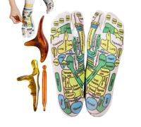 Lot de 2 paires de chaussettes de réflexologie plantaire avec 3 masseurs, pour débutants, hommes et femmes, pour un usage domestique