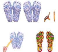 Lot de 2 paires de chaussettes de réflexologie pour massage des pieds - Chaussettes de réflexologie des pieds avec outils de massage, avec points de pression (femme 35-39)