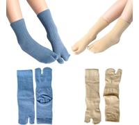Lot de 2 paires de chaussettes d'hiver chaudes Tabi | Design élastique à deux orteils pour tongs | Chaussettes confortables en coton pelucheux pour homme et femme | Chaussettes japonaises en V, #1,