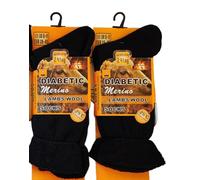 Lot de 2 paires de chaussettes d'hiver chauffantes en laine mérinos non élastique pour homme diabétique 2,4 TOG 39-45, Noir , 6-11 Tall