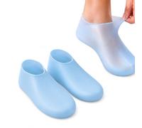Lot de 2 paires de chaussettes en gel de silicone réutilisables Bleu | Chaussettes en gel de silicone doux pour le soin quotidien des pieds, l'utilisation de lotion, le confort du couvre-talon