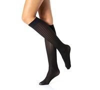 Lot de 2 paires de chaussettes en microfibre LUREX avec nœud. Chaussettes longues semi-couvrantes avec paillettes 30 deniers N,1157, Noir à rayures, Taille unique