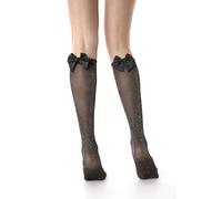 Lot de 2 paires de chaussettes en microfibre LUREX avec nœud. Chaussettes longues semi-couvrantes avec paillettes 30 deniers N,1157, Lurex avec nœud, Taille unique