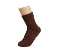 Lot de 2 paires de chaussettes en peluche pour femme - Couleur unie - Épaissies - Pour dormir au sol - Chaussettes de course extra larges, café, Taille unique