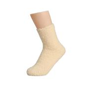 Lot de 2 paires de chaussettes en peluche pour femme - Couleur unie - Épaissies - Pour dormir au sol - Chaussettes de course extra larges, jaune, Taille unique