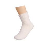 Lot de 2 paires de chaussettes en peluche pour femme - Couleur unie - Épaissies - Pour dormir au sol - Chaussettes de course extra larges, blanc, Taille unique
