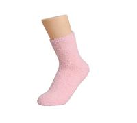 Lot de 2 paires de chaussettes en peluche pour femme - Couleur unie - Épaissies - Pour dormir au sol - Chaussettes de course extra larges, rose, Taille unique