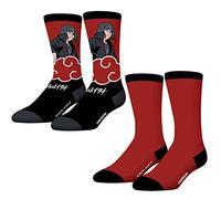 Lot de 2 Paires de Chaussettes Homme Coton Ninja Naru Classic Shōnen Manga (39-42, Itachi)