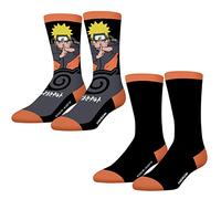 Lot de 2 Paires de Chaussettes Homme Coton Ninja Naru Classic Shōnen Manga (39-42, Naru)