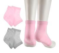 Lot de 2 paires de chaussettes hydratantes à talon en gel pour les pieds hydratants - Chaussettes à talon fissuré - Chaussettes en gel pour pieds secs et craquelés - Pour homme et femme - Gris et rose
