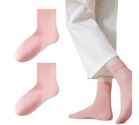 Lot de 2 paires de chaussettes hydratantes pour talons secs craquelés, chaussettes mi-mollet en coton pour femme, contrôle des odeurs, douces et respirantes, convient pour la taille 34-39 (rose)