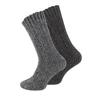 Lot de 2 paires de chaussettes norvégiennes (Chaussettes de laine), tricoter des chaussettes. Pour les hommes et les femmes. Gris/Noir 39-42 EU