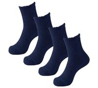Lot de 2 paires de chaussettes pelucheuses confortables et décontractées pour homme - Chaussettes d'hiver chaudes et douces - Chaussettes de nuit confortables pour garçon de 6 ans, bleu marine, Taille