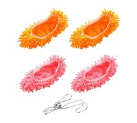 Lot de 2 paires de chaussons pour serpillère, 1 clip à crochet, patins à poussière amovibles, couvre-chaussures pour serpillère, couvre-chaussures Lazy Cleaning, outils de nettoyage de la poussière