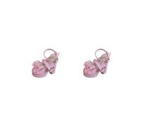 Lot de 2 paires de chaussures pour femme à l'échelle 1/4 avec nœud mignon, boucle en forme de cœur réaliste, rose miniature, 5 cm x 2,2 cm