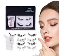 Lot de 2 paires de cils artificiels magnétiques - Sans colle - Fixation magnétique - Pour filles, débutantes, au quotidien, en voyage, pour les affaires, la beauté
